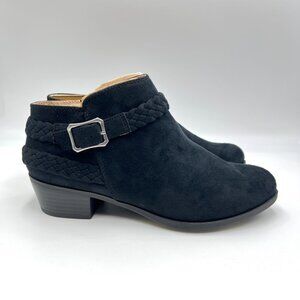 7.5 WIDE WIDTH Lifestride Adriana Black Microsuede Ankle Boots Booties‎ Shoes